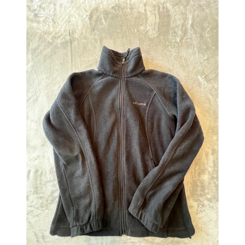 Columbia Full Zip Fleece Jacket Womens Small Black Outdoor Activewear